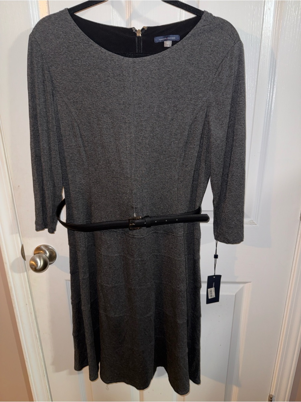 Tommy Hilfiger Dark Gray Dress with Black Belt